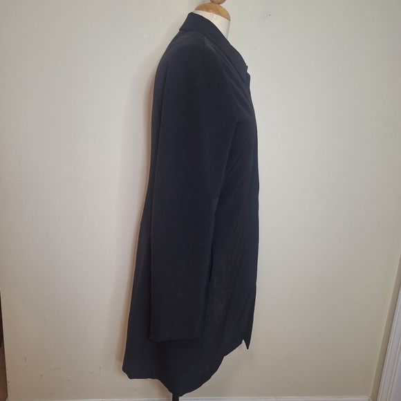 Theory black straight car coat hidden pockets polyester/lycra SZ M - Picture 5 of 9